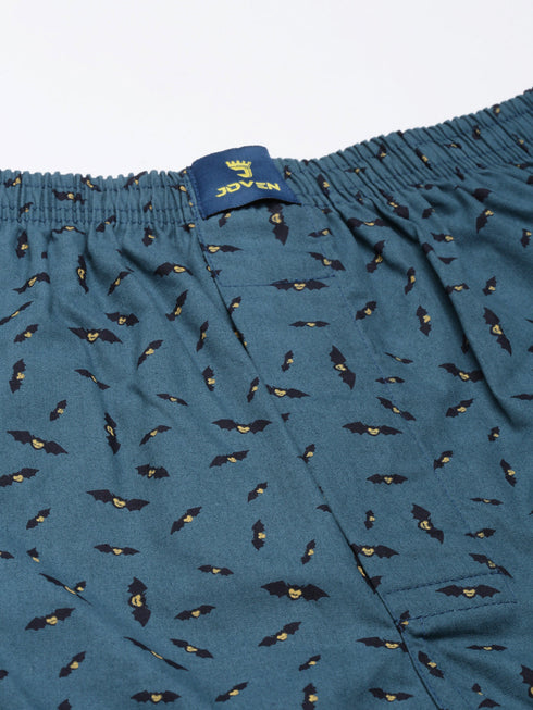 Teal Printed Cotton Boxer